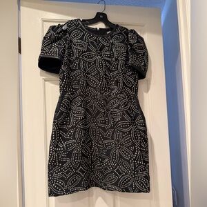 DKNY Black Dress with Silver Dot Pattern